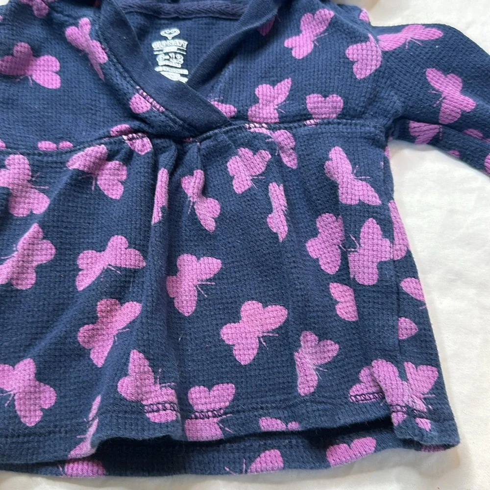 Old Navy Purple and White Hoodies for Cozy Comfort. Size 6-12 months. Butterfly